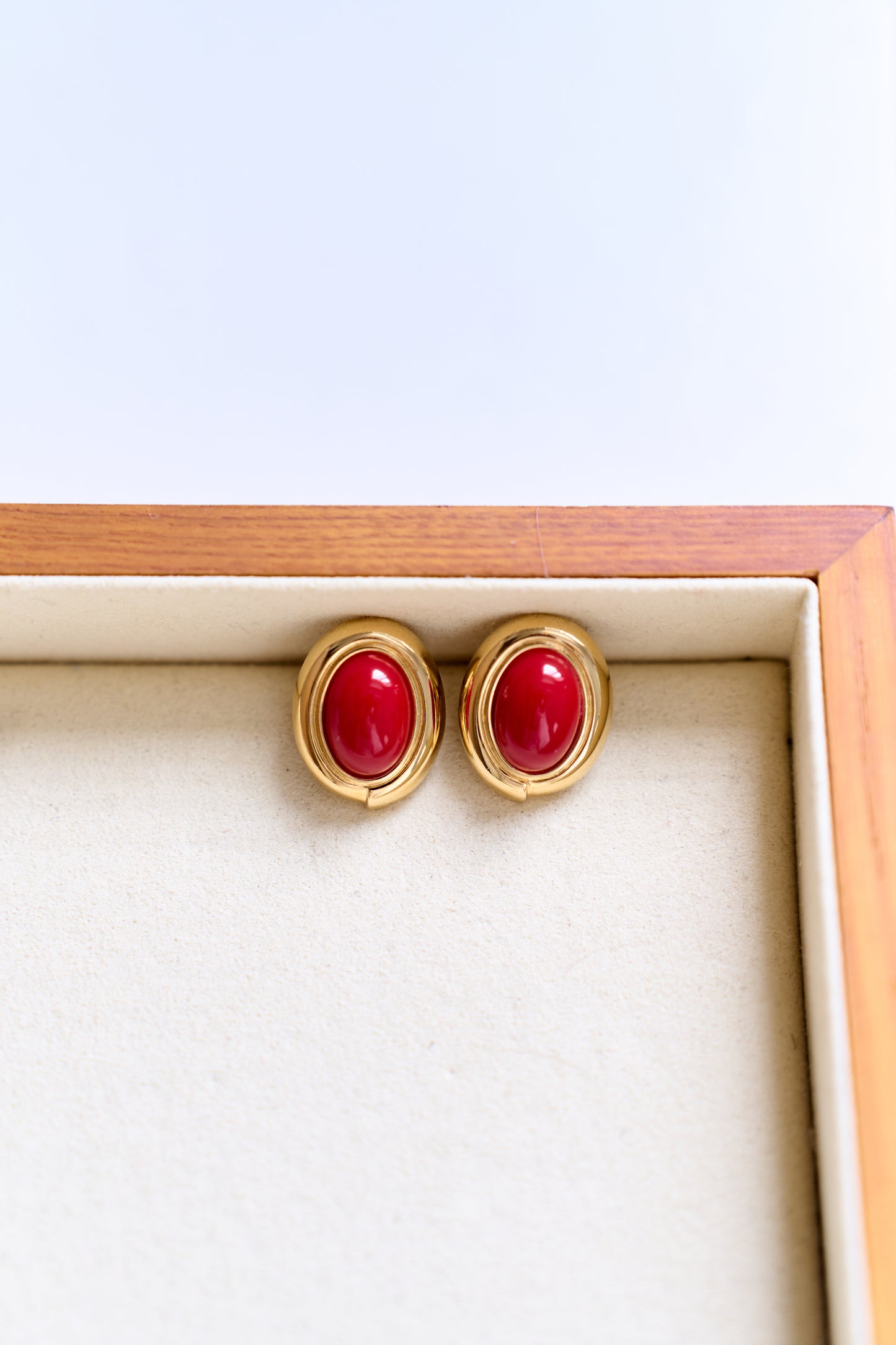 Red Cabochon Monet Earrings