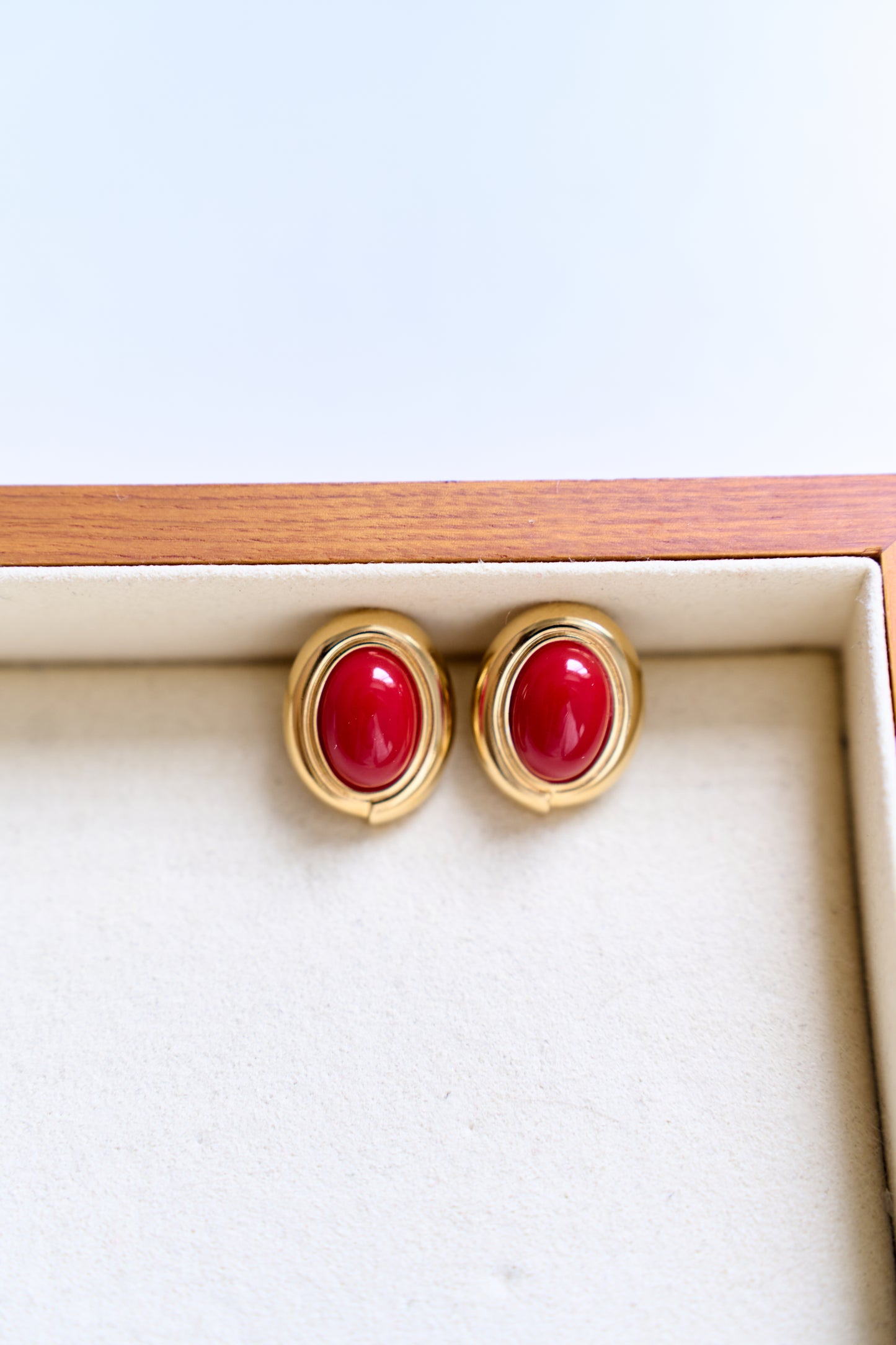 Red Cabochon Monet Earrings